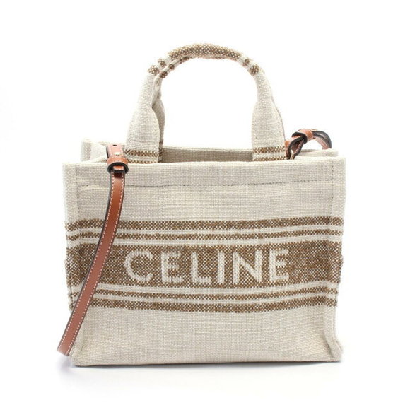 Celine Cabas Thais Handbag Canvas Beige Brown - Picture 1 of 6